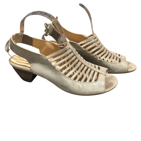 Paul Green Trisha Cage Sandals Open Toe Slingback Leather Beige UK 6 US 8.5 - Picture 1 of 8
